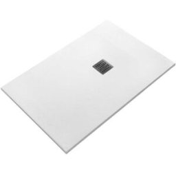 Tecnomat PIATTO DOCCIA KYMA EFFETTO PIETRA IN GEL COAT BIANCO 70x100 cm H 3 cm PILETTA Ø 90 mm