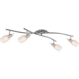 Globo BARRA AVENUE 4 FARETTI 4x40W MAX E14 E NICKEL MATT E CROMO, VETRO OPALE SATINATO CON DECORI