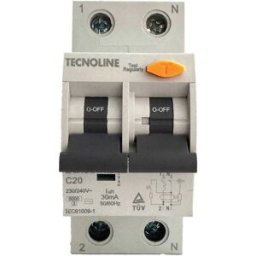 Tecnoline INTERRUTTORE MAGNETOTERMICO DIFFERENZIALE 1P+N 16A 6KA 30mA TIPO AC 2 MODULI