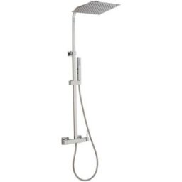 Huber COLONNA DOCCIA DETROIT 1 GETTO CROMO SOFFIONE INOX 300x300 mm MISCELATORE MECCANICO