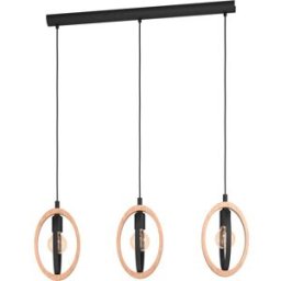 Eglo SOSPENSIONE BASILDON 3xE27 FINO A 40W METALLO E LEGNO 780x160x1100 mm