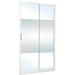 Tecnomat PORTA DOCCIA VITA SCORREVOLE 98-103 H195 VETRO TEMPERATO SERIGRAFATO 6mm PROFILI ARGENTO LUCIDO