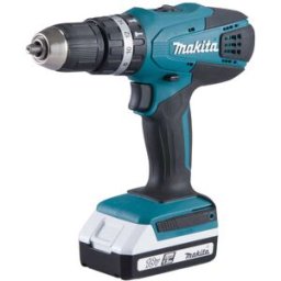 Makita TRAPANO BATTENTE 18 V HP457DWE10 2 BATTERIE 1,5 Ah CON 74 ACCESSORI E VALIGETTA