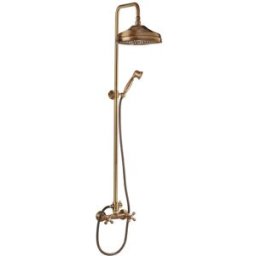 Marvel COLONNA DOCCIA ALBERTA 1 GETTO BRONZO SOFFIONE OTTONE Ø250 mm RUBINETTO DOCCIA ESTERNO