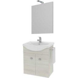 Tecnomat MOBILE BERNIE SOSPESO ROVERE BIANCO 2 ANTE 57x135x47,50 cm (LxHxP) LAVABO E SPECCHIO