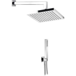 Palazzani KIT DOCCIA DOCCE SQUARE CROMO BRACCIO 300 mm SOFFIONE ABS 200x200 mm E DOCCETTA 1 GET