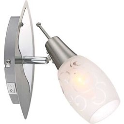 Globo FARETTO AVENUE 1x40W MAX E14 IN NICKEL MATT E CROMO, VETRO OPALE SATINATO CON DECORI