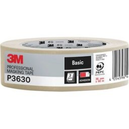 3M NASTRO MASCHERATURA P3630 36mm x 50m BEIGE PER INTERNI IDEALE PER SUPERFICI LISCE