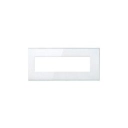 4box PLACCA 7 MODULI COMPATIBILE VIMAR CON SUPPORTI PLANA ARKE EIKON IN METACRILATO BIANCO