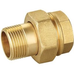 Banninger BOCCHETTONE OTTONE GIALLO DRITTO 3 PEZZI 1/2'' TENUTA O-RING SOLO ACQUA