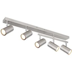 Globo BARRA 5 LUCI ROBBY 3xGU10 35W IN METALLO CROMATO E NICHEL SATINATO GIREVOLE 230V