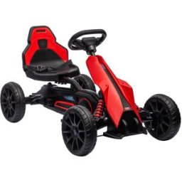 Homcom Go Kart a Pedali per Bambini 3-8 Anni con Sedile Regolabile e Ruote in EVA, 100x58x58.5 cm, Rosso Nero Aosom