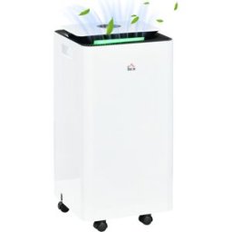 Homcom Deumidificatore da 12L in ABS con 5 Modalità, 2 Velocità e Timer da 24h, 25x25x50.5 cm, Bianco e Nero