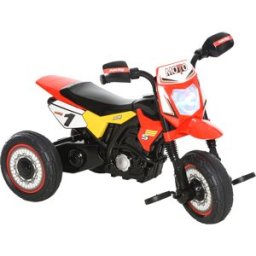 Homcom Triciclo per Bambini Stile Moto a Pedali con Luci e Suoni, 3 Ruote Larghe, Età 18-36 Mesi, 71x40x51cm, Rosso Aosom