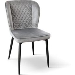 Pazzo Design Sedia Simona set da 4 sedie Grigio in velluto e gambe in metallo