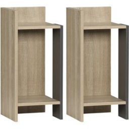 Homcom Comodino Moderno Grigio con Ripiano Aperto, Set da 2 Pezzi in Truciolato per Camera da Letto e Soggiorno, 27x25x60 cm Aosom