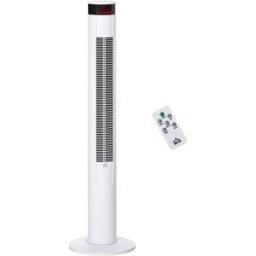 Homcom Ventilatore a Colonna 45W Alto 117cm con 3 Velocità, 4 Modalità, Timer 12h, Oscillazione 70°, Pannello LED e Telecomando, Bianco Aosom
