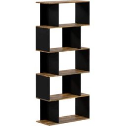 Homcom Libreria Moderna Asimmetrica a Parete con 5 Ripiani in Legno, 70x29.5x163cm, Marrone Rustico Aosom