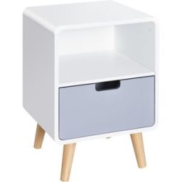 Homcom Comodino con Cassetto in MDF e Legno di Pino per Camera da Letto, Soggiorno e Bagno, 40x38x58 cm Aosom