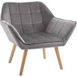 Homcom Poltroncina Stile Nordico in Legno ed Effetto Velluto Grigio per Soggiorno o Ufficio, 64x62x72.5 cm Aosom