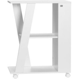 Homcom Carrello da Cucina Portavivande in Legno con 2 Ripiani e Ruote, 60x38x77cm, Bianco Aosom