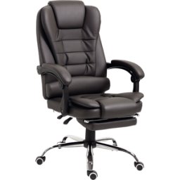 Homcom Poltrona da Ufficio Reclinabile in stile Presidenziale con Poggiapiedi, 64.5x69x109-117 cm, color Caffè