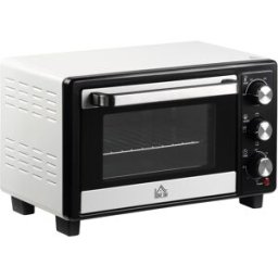 Homcom Fornetto Elettrico 16L Temperatura Regolabile e Timer, 3 Metodi di Cottura e Accessori, 1400W, Bianco