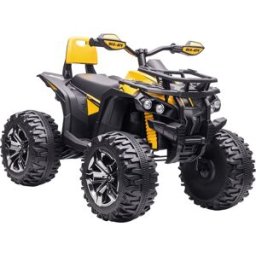 Homcom Quad per Bambini Elettrico 12V con Fari Funzionanti e Pedale, Batteria Ricaricabile, Età 3-5 Anni, 100x65x73cm, Giallo Aosom