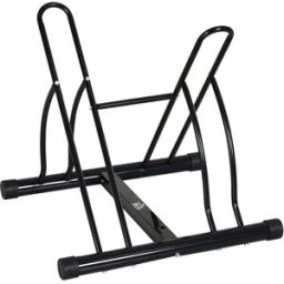Homcom Rastrelliera da Terra per 2 Biciclette con Pneumatici fino 6.5 cm, Telaio Orientabile in Acciaio Nero, 60x54x57cm Aosom