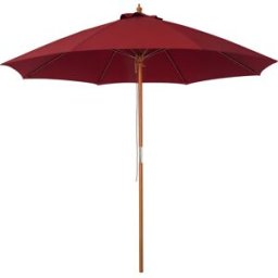 Outsunny Ombrellone da Giardino Φ257x253cm, Tettuccio Antivento, Poliestere Rosso, Palo in Legno, Perfetto per Esterni Aosom