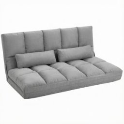 Homcom Divano da Terra Pieghevole a Lettino, Schienale Reclinabile su 7 Livelli e Cuscini, 130x73x60cm Grigio Chiaro Aosom