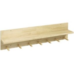 Homcom Mensola da Parete in Legno di Abete con 7 Ganci per Ingresso e Soggiorno, 80x12x20 cm Aosom