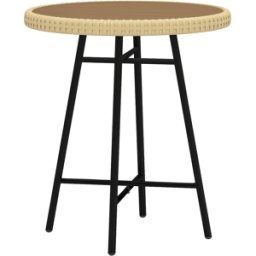 Outsunny Tavolino da Giardino Moderno in Rattan e Acciaio, 50x50x55 cm, Nero e color Legno Aosom