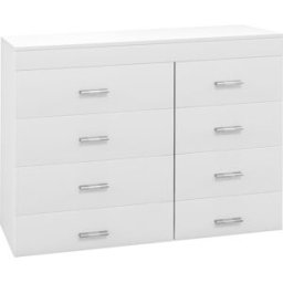 Homcom Cassettiera con 8 Cassetti per Casa e Ufficio in Legno, per Soggiorno Camera da Letto Corridoio Verticale Bianco Aosom