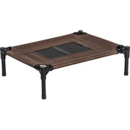Pawhut Lettino per Cani Rialzato con Seduta Traspirante, in Acciaio e Tessuto, 61x46x18 cm, Nero e Caffè Aosom