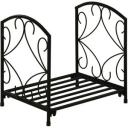 Outsunny Portalegna per Camino da Interno ed Esterno in Metallo con Base Rialzata per 50kg di Legna, 39.5x31.5x39.5cm, Nero Aosom