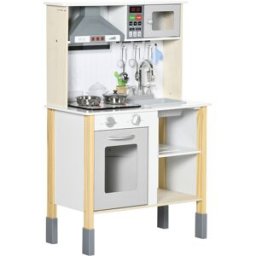 Aiyaplay Cucina Giocattolo per Bambini con Altezza Regolabile, Suoni, Luci e Utensili, in MDF e PP, 60x30.5x93.2 cm Aosom