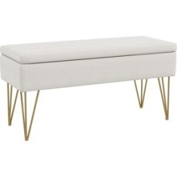 Homcom Cassapanca Contenitore con Seduta Imbottita in Tessuto Traspirante per Camera da Letto, Ingresso o Salotto, 100x40x49cm, Crema Aosom