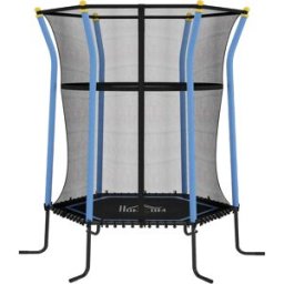 Homcom Tappeto Elastico per Bambini con Ingresso a Cerniera e Pali Imbottiti, in Acciaio, PP e EPE, Ø163.5x190 cm, Azzurro