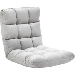 Homcom Poltrona Relax da Terra con Schienale Reclinabile fino 180°, 71x55x53.5cm, Grigio Chiaro