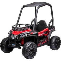 Homcom Macchina Elettrica Auto per Bambini 3-8 Anni Quad Elettrico Mini con USB, Lettore MP3 e Telecomando, Rossa e Nera,118x76x104cm Aosom