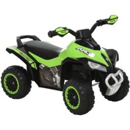 Homcom Quad per Bambini 18-36 Mesi a Spinta Manuale con Suoi Integrati, in PP e Metallo, 44x67.5x38 cm, Verde