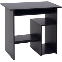 Homcom Scrivania PC Moderna in Legno con Ripiano per CPU e Spazio per Tastiera Estraibile, 80x45x75 cm, Nero