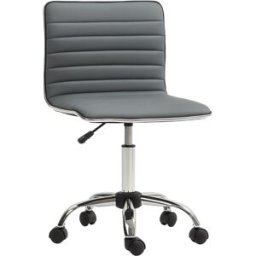Homcom Sedia da Ufficio Ergonomica in Pelle PU con Altezza Regolabile, Seduta Girevole e Ruote, Grigio Scuro