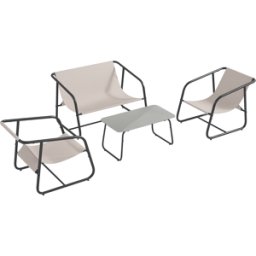 Outsunny Salotto da Giardino con Divanetto, 2 Poltrone e Tavolino in Acciaio e Tessuto a Rete, Crema Aosom