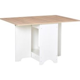 Homcom Tavolo Consolle a Ribalta con Vano Mensola, Tavolino da Salotto e Cucina Pieghevole Salvaspazio, Color Legno e Bianco, 118x80x72cm Aosom