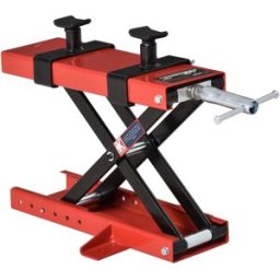 Durhand Cavalletto Moto Alzamoto a Forbice Regolabile Fino a 500kg in Metallo Rosso per Manutenzione Moto e Scooter Aosom