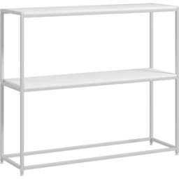Homcom Tavolo Consolle da Ingresso con Ripiano Aperto, in Acciaio e Truciolato, 100x30x87 cm, Bianco Aosom