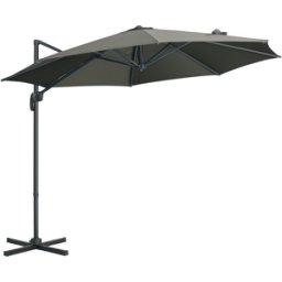 Outsunny Ombrellone da Giardino Decentrato con Angolazione Regolabile e Girevole a 360°, Ø294x248cm Grigio Aosom