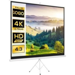 Homcom Telo Proiettore da 120" Formato 4:3 in Tessuto a Rete, Plastica e Metallo con Treppiedi, 244x183 cm, Bianco Aosom